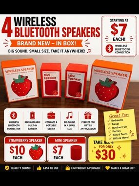 Wireless Strawberry Mini Bluetooth Speaker - Red